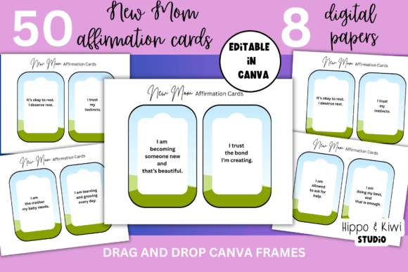 Download New Mom Affirmation Card Canva Template - Premium Resources