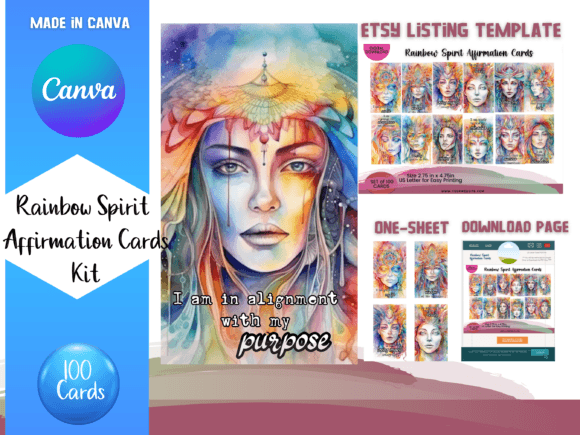 Download Rainbow Affirmation Card Canva Templates - Premium Resources
