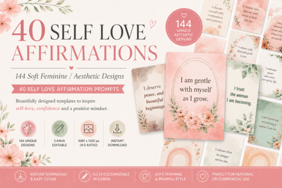 Download Self Love Affirmations Canva Template - Premium Resources