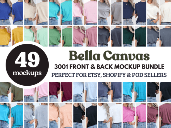 Download BC3001 Front &amp; Back Tshirt Mockup Bundle - Tshirt mockup bundle Collection