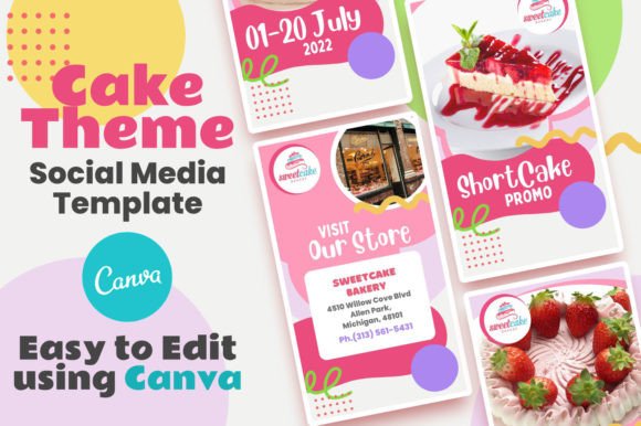 Download Canva Social Media Template - Cake Theme - Canva social media template Collection