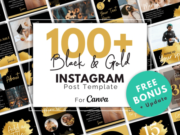 Download Gold Canva Social Media Template - Canva social media template Collection