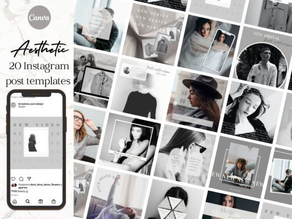 Download Gray White Black Instagram Post Template - Post template Collection
